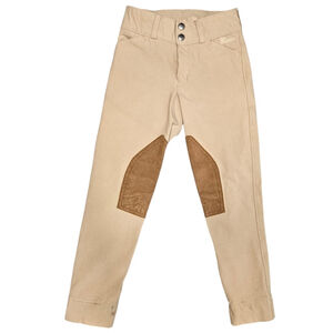 Elation Platinum Kids Riding Breeches Size 8 Tan Knee Patch Horse Show Pants
